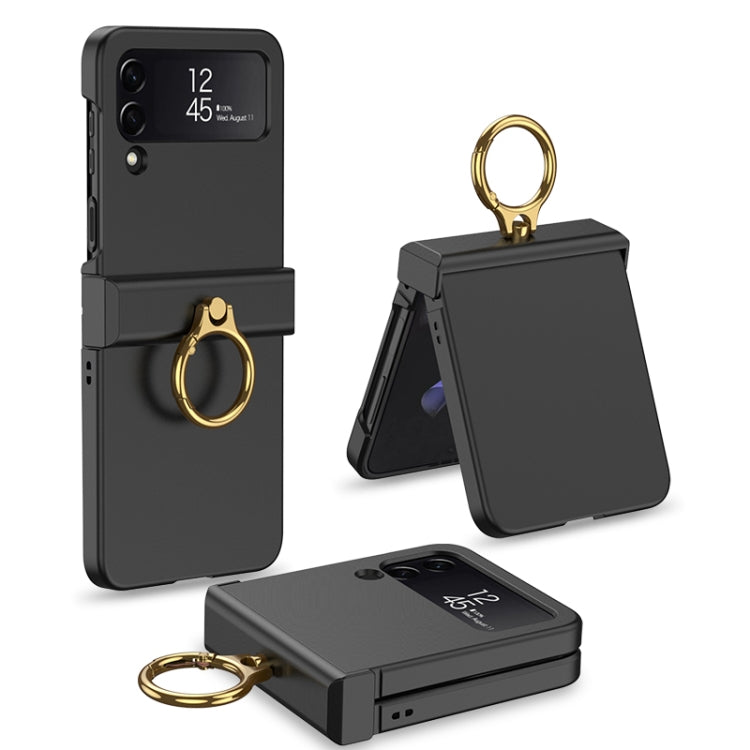 For Samsung Galaxy Z Flip4 GKK Ultrathin Hinge Full Coverage Phone Case with Ring Holder(Black) - Galaxy Z Flip4 5G Cases by GKK | Online Shopping South Africa | PMC Jewellery