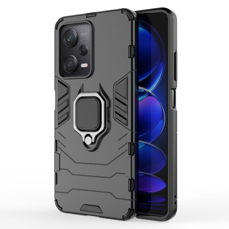 For Xiaomi Redmi Note 12 Pro 5G China PC + TPU Shockproof Protective Phone Case with Magnetic Ring Holder(Black) - free shipping - PMC TechLife - Order now!