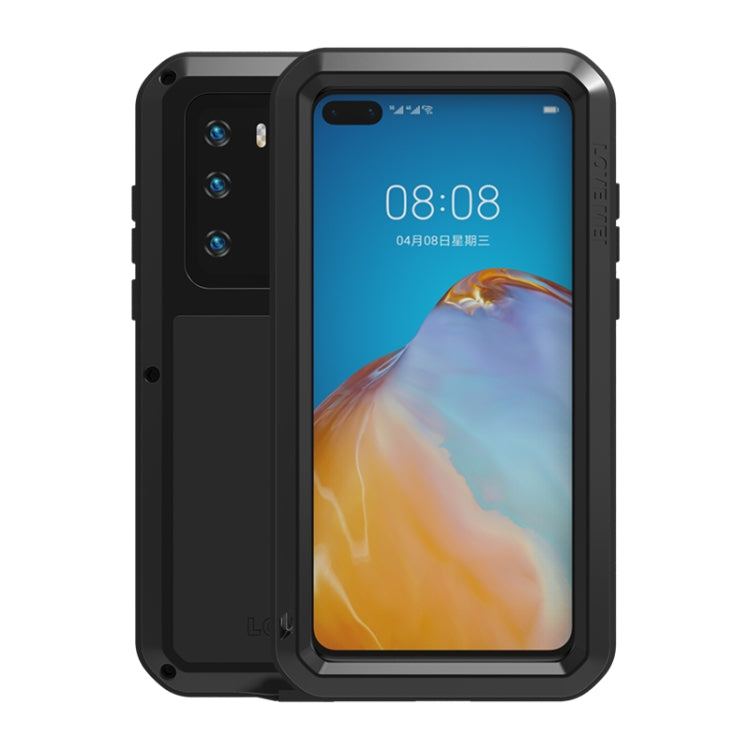 For Huawei P40 LOVE MEI Metal Shockproof Waterproof Dustproof Protective Case(Black) - Huawei Cases by LOVE MEI | Online Shopping South Africa | PMC Jewellery | Buy Now Pay Later Mobicred