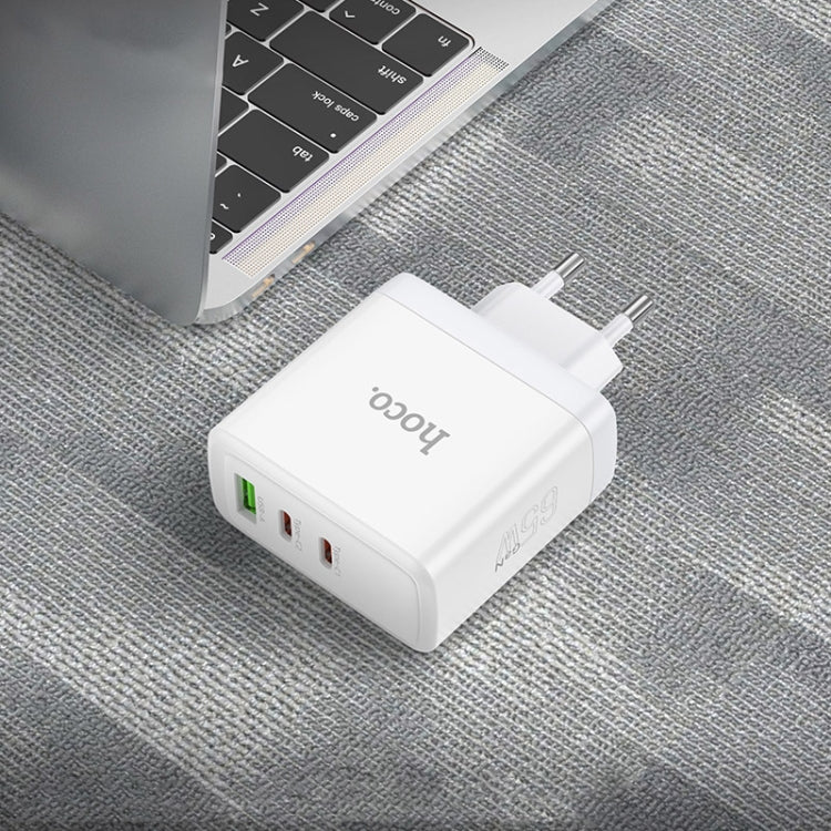 hoco N30 Glory PD 65W USB+ Dual USB-C/Type-C Interface Fast Charge Charger, EU Plug(White) - USB Charger by hoco | Online Shopping South Africa | PMC Jewellery