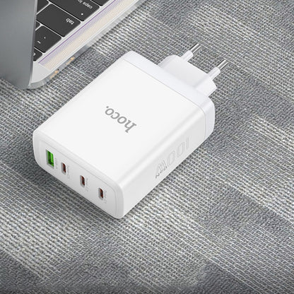 hoco N31 Leader PD 100W USB+Three USB-C/Type-C Interface Fast Charger, EU Plug(White) - USB Charger by hoco | Online Shopping South Africa | PMC Jewellery