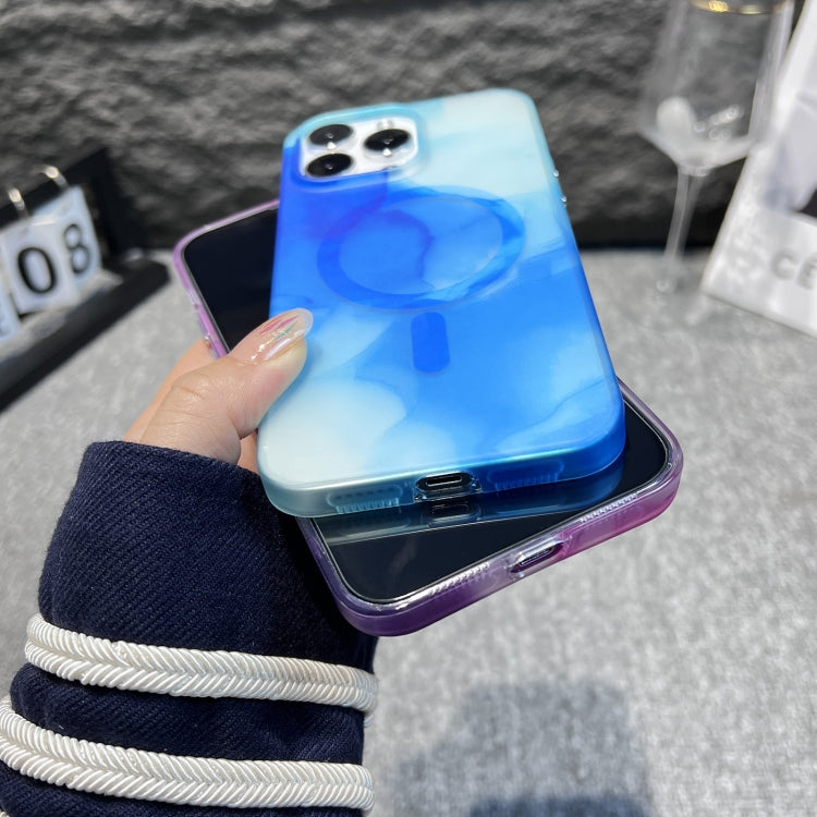 For iPhone 14 Pro Max MagSafe Magnetic Watercolor TPU Phone Case(Purple) - iPhone 14 Pro Max Cases by PMC TechLife | Online Shopping South Africa | PMC TechLife