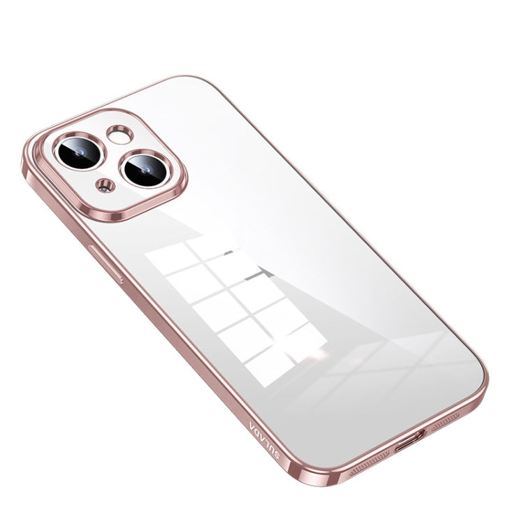 For iPhone 14 Plus SULADA Shine Through Series Plating TPU Transparent Phone Protective Case(Pink) - iPhone 14 Plus Cases by SULADA | Online Shopping South Africa | PMC Jewellery | Buy Now Pay Later Mobicred