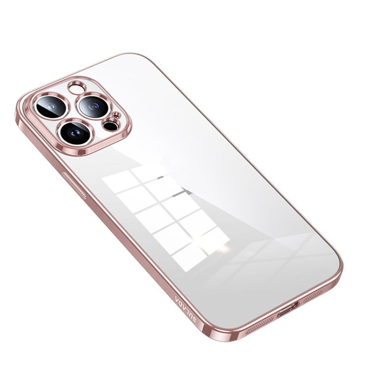 For iPhone 14 Pro SULADA Shine Through Series Plating TPU Transparent Phone Protective Case(Pink) - iPhone 14 Pro Cases by SULADA | Online Shopping South Africa | PMC Jewellery