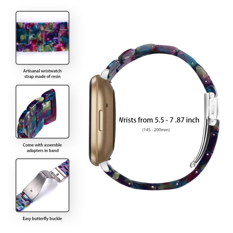 For Fitbit Versa 3 / Sense Universal Resin Watch Band(Purple Green Flower) - free shipping - PMC TechLife - Order now!