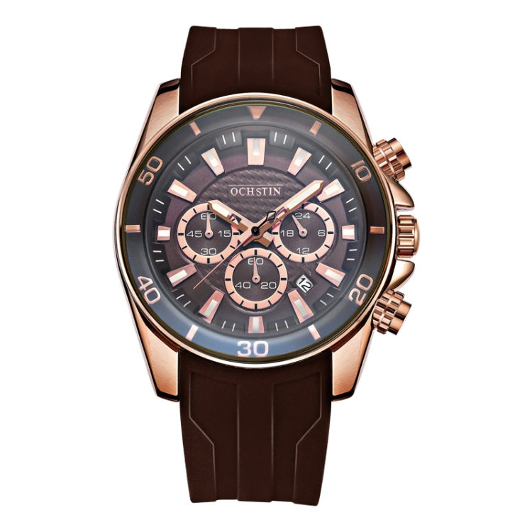 OCHSTIN 6094A Multifunctional Quartz Waterproof Luminous Men Watch(Coffee+Rose) - Leather Strap Watches by OCHSTIN | Online Shopping South Africa | PMC Jewellery | Buy Now Pay Later Mobicred