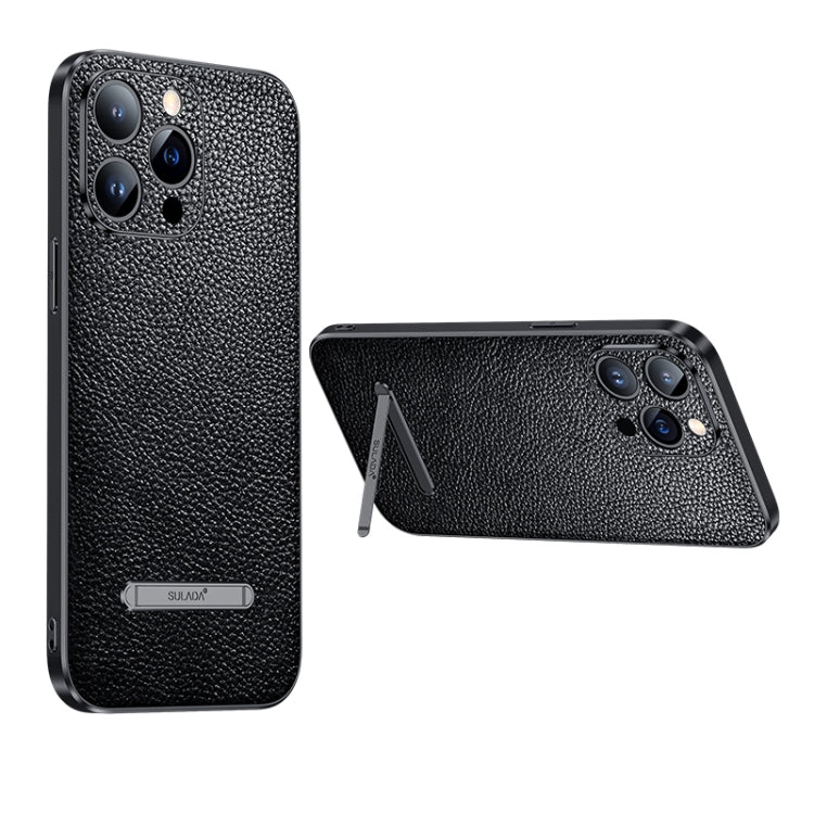For iPhone 14 Plus SULADA Invisible Bracket Leather Back Cover Phone Case(Black) - iPhone 14 Plus Cases by SULADA | Online Shopping South Africa | PMC Jewellery