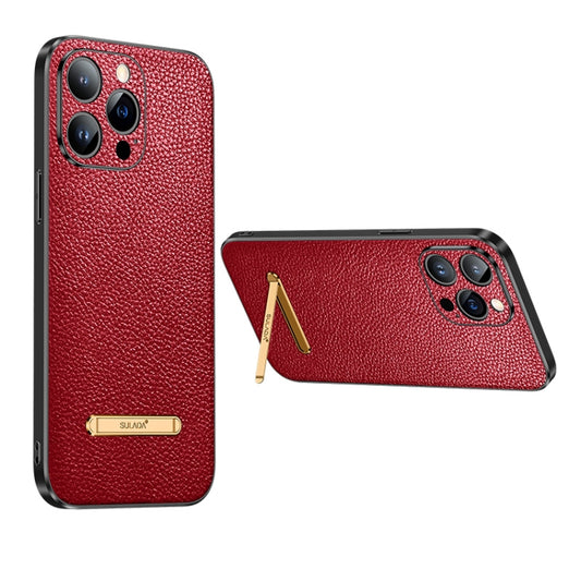 For iPhone 14 Pro Max SULADA Invisible Bracket Leather Back Cover Phone Case(Red) - iPhone 14 Pro Max Cases by SULADA | Online Shopping South Africa | PMC Jewellery | Buy Now Pay Later Mobicred