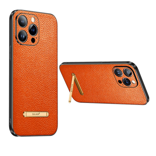 For iPhone 14 Pro Max SULADA Invisible Bracket Leather Back Cover Phone Case(Orange) - iPhone 14 Pro Max Cases by SULADA | Online Shopping South Africa | PMC Jewellery | Buy Now Pay Later Mobicred