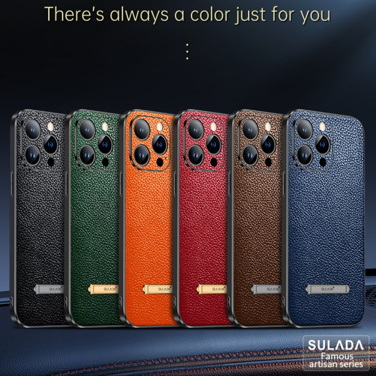 For iPhone 13 SULADA Invisible Bracket Leather Back Cover Phone Case(Black) - iPhone 13 Cases by SULADA | Online Shopping South Africa | PMC TechLife | Buy Now Pay Later Mobicred