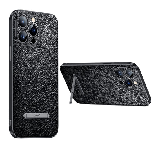 For iPhone 13 Pro SULADA Invisible Bracket Leather Back Cover Phone Case(Black) - iPhone 13 Pro Cases by SULADA | Online Shopping South Africa | PMC Jewellery | Buy Now Pay Later Mobicred