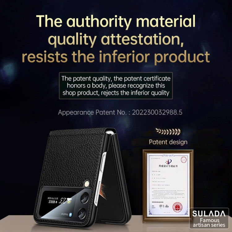 For Samsung Galaxy Z Flip4 SULADA Invisible Bracket Leather Back Cover Phone Case(Orange) - Galaxy Z Flip4 5G Cases by SULADA | Online Shopping South Africa | PMC TechLife | Buy Now Pay Later Mobicred