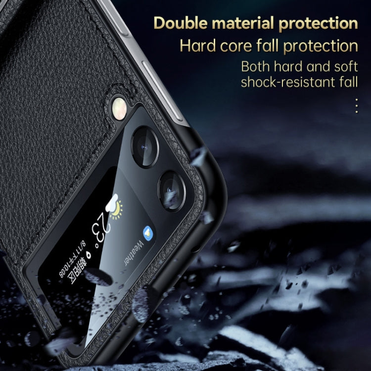 For Samsung Galaxy Z Flip3 5G SULADA Invisible Bracket Leather Back Cover Phone Case(Black) - Galaxy Phone Cases by SULADA | Online Shopping South Africa | PMC TechLife | Buy Now Pay Later Mobicred
