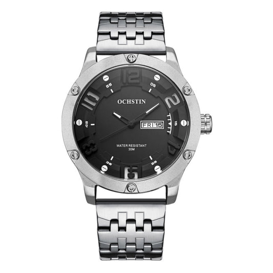 OCHSTIN 7255 Fashion Steel Strap Day-date Quartz Men Watch(Silver White) - Metal Strap Watches by OCHSTIN | Online Shopping South Africa | PMC Jewellery | Buy Now Pay Later Mobicred