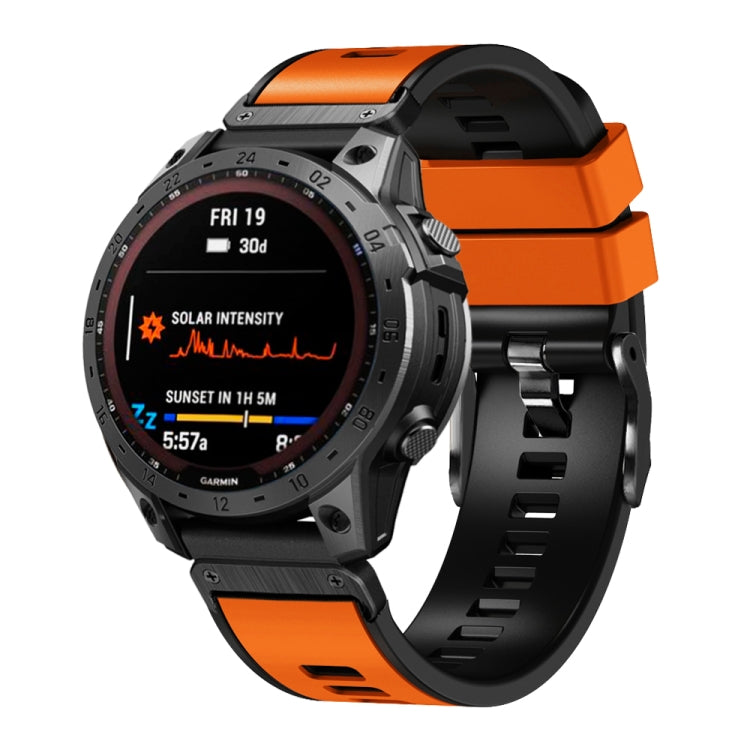 Compatible with Garmin Fenix 7X 26mm Plain Weave Two-Color Quick Release Silicone Watch Band(Orange Black) - free shipping - PMC TechLife - Order now!