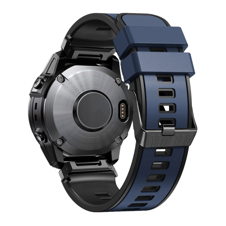 Compatible with Garmin Fenix 7 22mm Plain Weave Two-Color Quick Release Silicone Watch Band(Dark Blue) - free shipping - PMC TechLife - Order now!