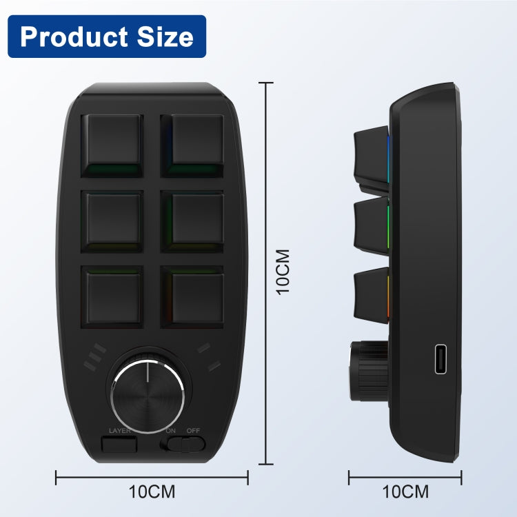 Bluetooth Wireless RGB Custom Mechanical KeyBoard 6 Keys 1 Knob Programming Gaming Keypad(Black) - Mini Keyboard by PMC Jewellery | Online Shopping South Africa | PMC Jewellery