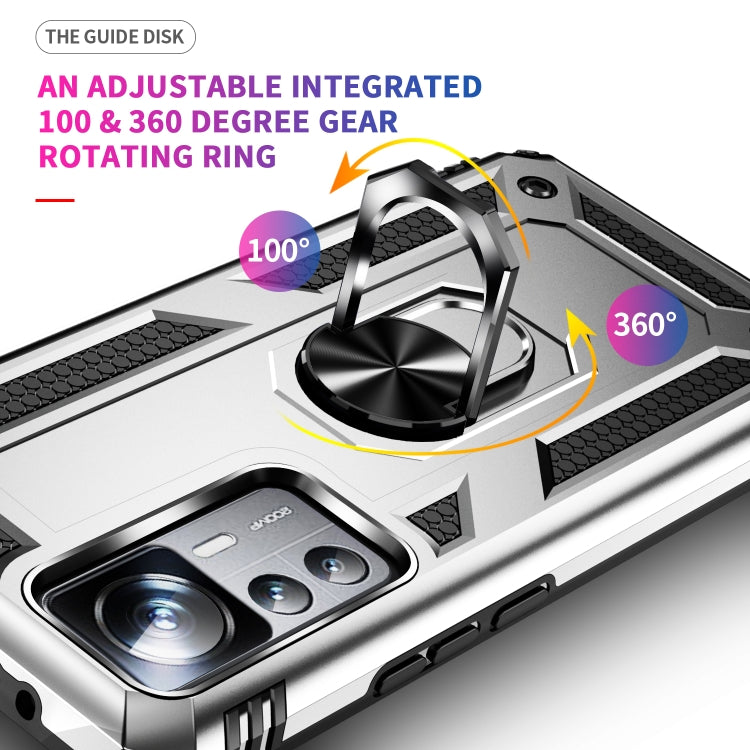 For Xiaomi 12T / 12T Pro Shockproof TPU + PC Phone Case with Holder(Silver) - free shipping - PMC TechLife - Order now!