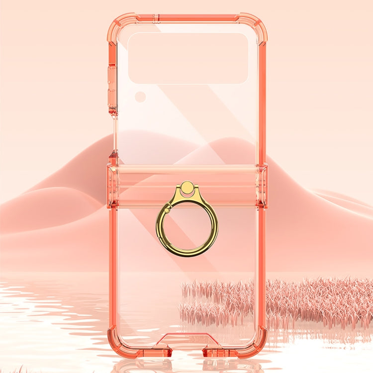 For Samsung Galaxy Z Flip4 GKK Airbag Hinge Shockproof Phone Case with Ring Holder(Transparent) - Galaxy Z Flip4 5G Cases by GKK | Online Shopping South Africa | PMC Jewellery