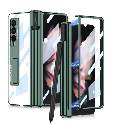 For Samsung Galaxy Z Fold3 5G GKK Magnetic Fold Hinge Shockproof Phone Case with Pen Slots(Green) - Galaxy Phone Cases by GKK | Online Shopping South Africa | PMC Jewellery | Buy Now Pay Later Mobicred