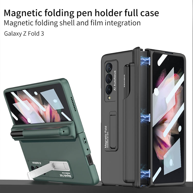 For Samsung Galaxy Z Fold3 5G GKK Full Coverage Magnetic Fold Hinge Shockproof Phone Case with Pen Slots(Green) - Galaxy Phone Cases by GKK | Online Shopping South Africa | PMC TechLife | Buy Now Pay Later Mobicred
