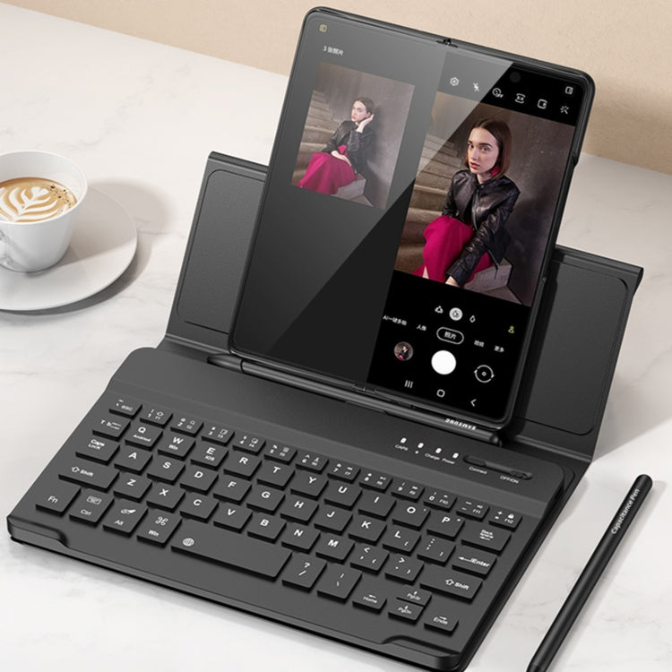 For Huawei Mate X2 GKK Magnetic Folding Bluetooth Keyboard Leather Case with Pen(Carbon Fibre) - Huawei Cases by GKK | Online Shopping South Africa | PMC Jewellery