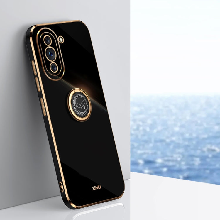 For Huawei nova 10 Pro XINLI Straight Edge 6D Electroplate TPU Phone Case with Ring Holder(Black) - free shipping - PMC TechLife - Order now!