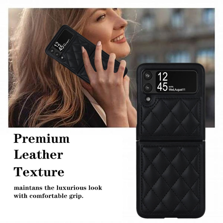 For Samsung Galaxy Z Flip4 Rhombic Microfiber Folding Phone Case(Black) - free shipping - PMC TechLife - Order now!
