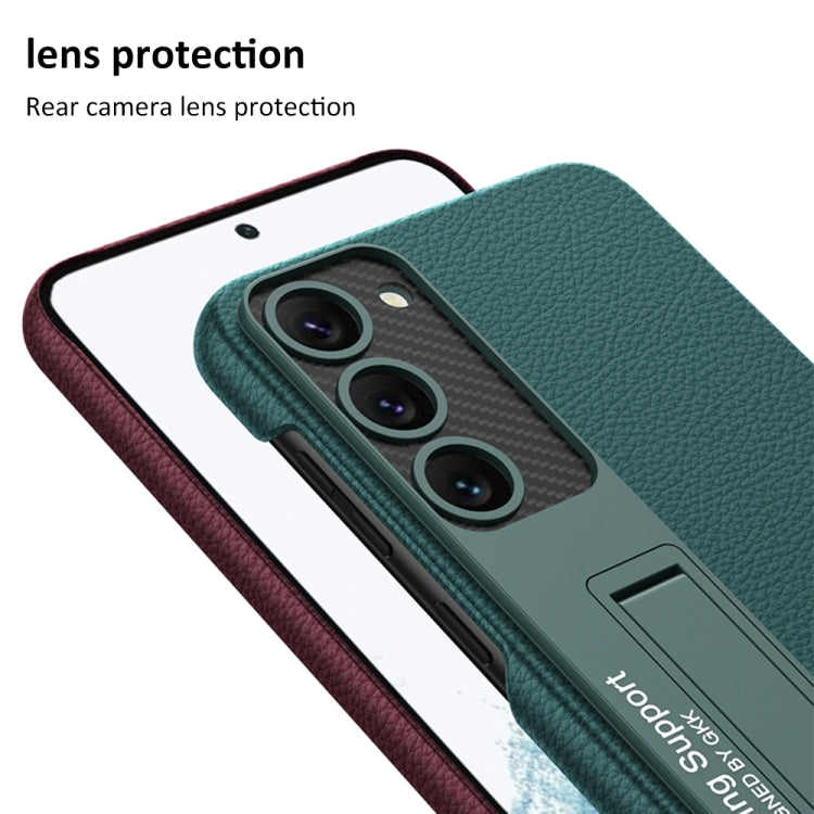 For Samsung Galaxy S23+ 5G GKK Plain Leather Shockproof Phone Case with Holder(Forest Green) - Galaxy S23+ 5G Cases by GKK | Online Shopping South Africa | PMC TechLife