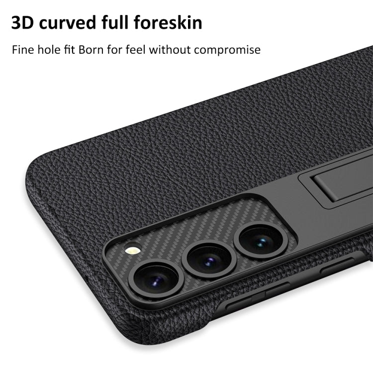 For Samsung Galaxy S23+ 5G GKK Plain Leather Shockproof Phone Case with Holder(Carbon Fiber) - Galaxy S23+ 5G Cases by GKK | Online Shopping South Africa | PMC TechLife