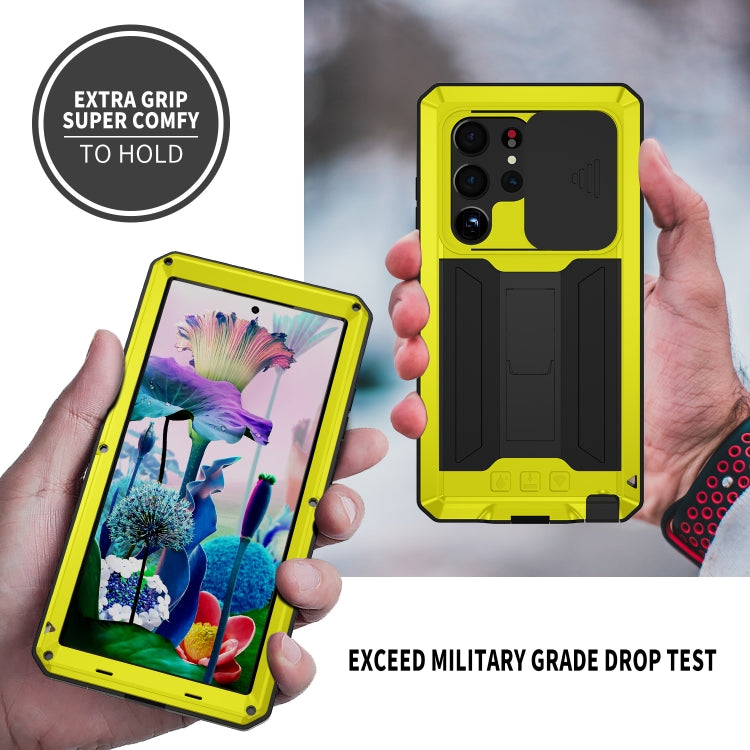 For Samsung Galaxy S23 Ultra 5G R-JUST Sliding Camera Design Life Waterproof Dustproof Shockproof Phone Case(Yellow) - Galaxy S23 Ultra 5G Cases by R-JUST | Online Shopping South Africa | PMC Jewellery | Buy Now Pay Later Mobicred