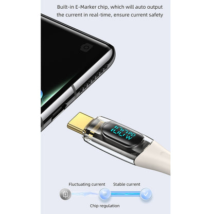 USAMS Type-C to Type-C PD100W Aluminum Alloy Transparent Digital Display Fast Charge Data Cable, Cable Length:2m(Black) - USB-C & Type-C Cable by USAMS | Online Shopping South Africa | PMC Jewellery | Buy Now Pay Later Mobicred