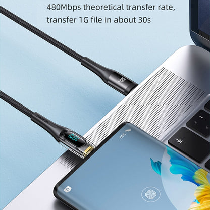 USAMS Type-C to Type-C PD100W Aluminum Alloy Transparent Digital Display Fast Charge Data Cable, Cable Length:2m(Black) - USB-C & Type-C Cable by USAMS | Online Shopping South Africa | PMC Jewellery | Buy Now Pay Later Mobicred