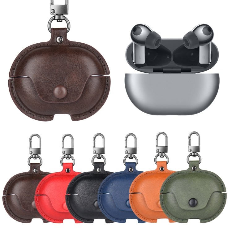 For Huawei FreeBuds Pro Business Leather Earphone Protective Case with Hook(Black) - free shipping - PMC TechLife - Order now!