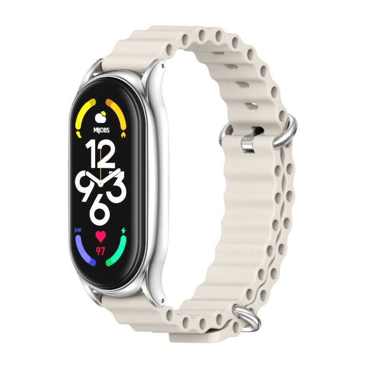 For Xiaomi Mi Band 6 / 5 / 4 / 3 MIJOBS PLUS Marine Silicone Breathable Watch Band(Grey Silver) - free shipping - PMC TechLife - Order now!
