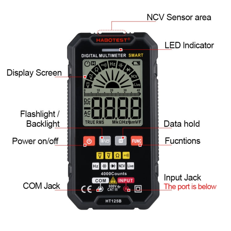 HABOTEST HT125B Digital High Precision Mini Universal Meter - Digital Multimeter by HABOTEST | Online Shopping South Africa | PMC Jewellery | Buy Now Pay Later Mobicred