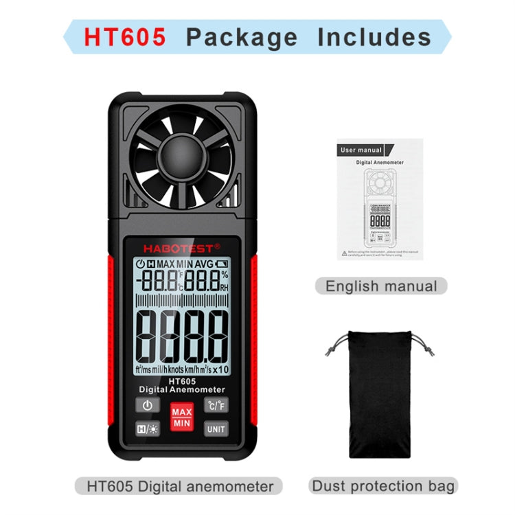 HABOTEST HT605 Portable Intelligent Digital Display Handheld Wind Speed Tester - free shipping - PMC TechLife - Order now!
