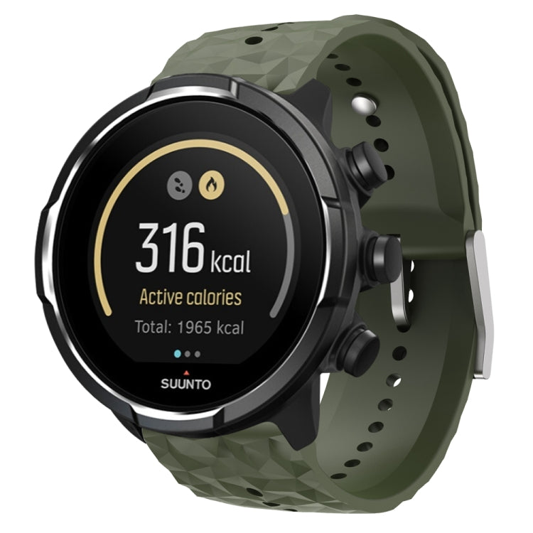 For Suunto 9 Rhombus Texture Silicone Watch Band(Army Green) - free shipping - PMC TechLife - Order now!