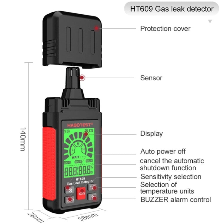 HABOTEST HT609 Portable Combustible Gas Detector - Gas Monitor by HABOTEST | Online Shopping South Africa | PMC Jewellery | Buy Now Pay Later Mobicred