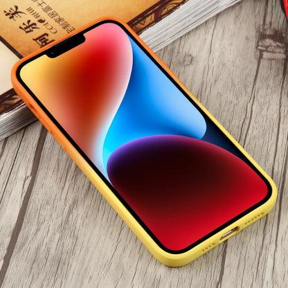 For iPhone 14 Liquid TPU Silicone Gradient MagSafe Phone Case(Orange Yellow) - iPhone 14 Cases by PMC Jewellery | Online Shopping South Africa | PMC Jewellery