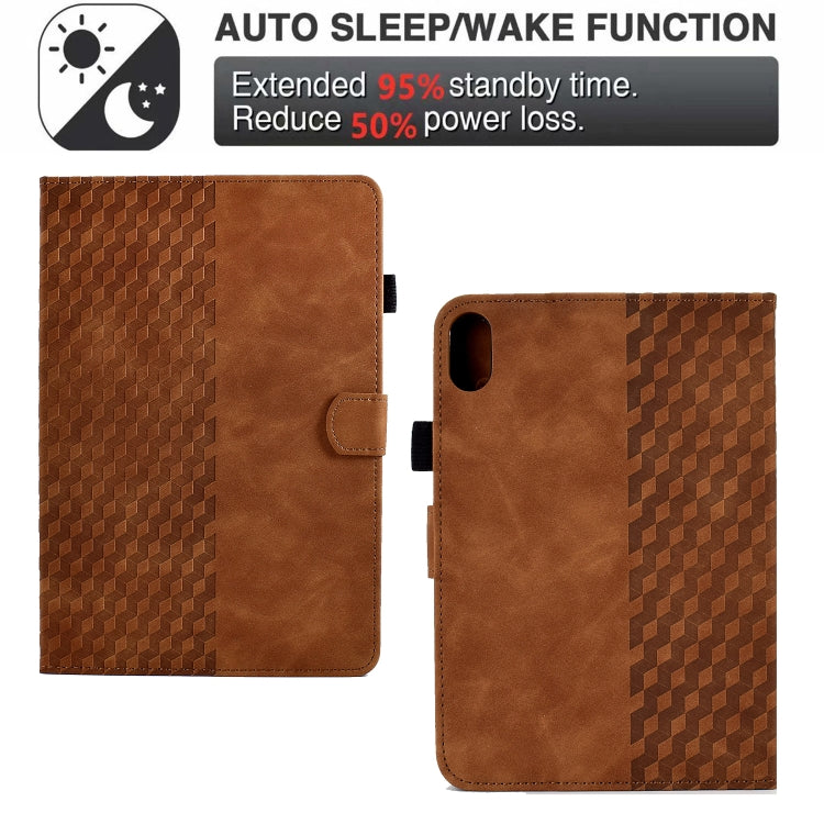 For iPad mini 6 / mini 2024 Rhombus Embossed Leather Smart Tablet Case(Brown) - free shipping - PMC TechLife - Order now!
