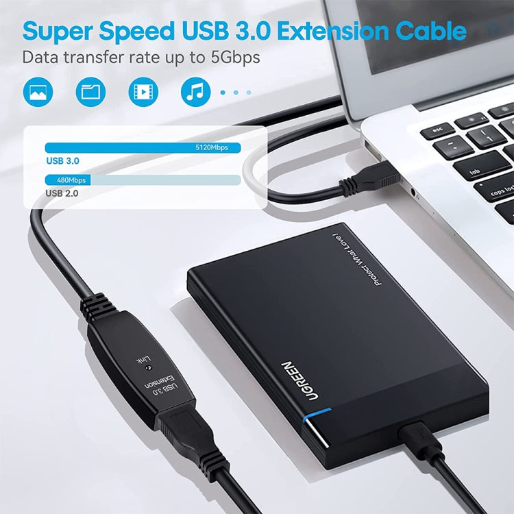 USB 3.0 Male to Female Data Sync Super Speed Extension Cable, Length:20m - free shipping - PMC TechLife - Order now!