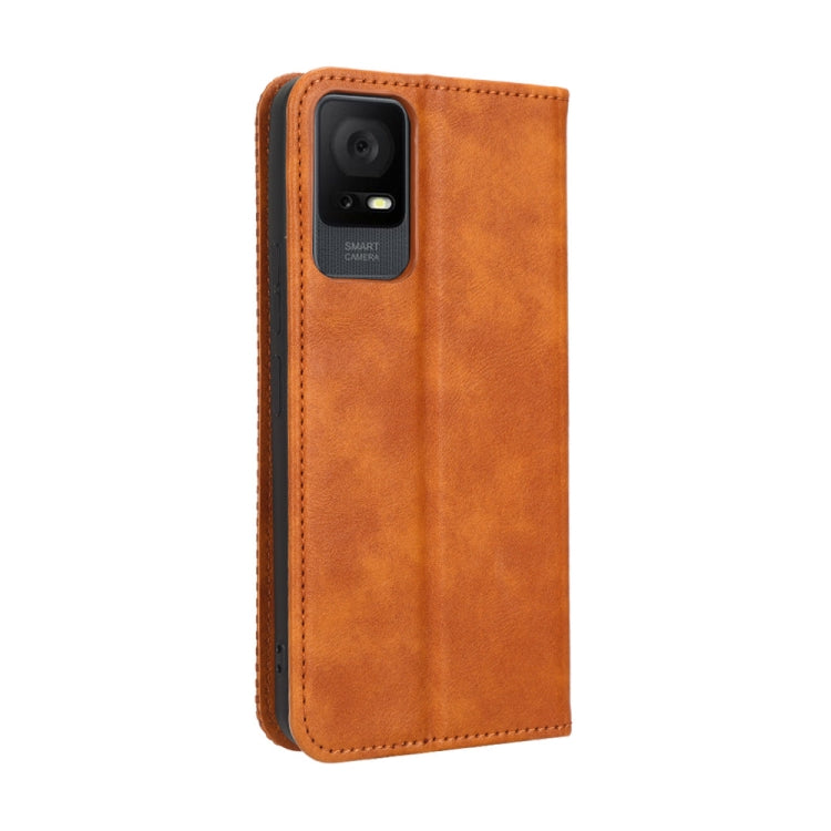 For TCL 405 / 406 T506D Magnetic Buckle Retro Texture Leather Phone Case(Brown) - free shipping - PMC TechLife - Order now!