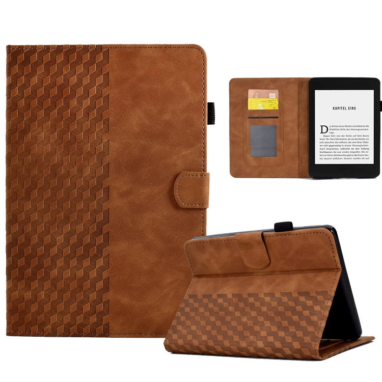 For Amazon Kindle PaperWhite 4 / 3 / 2 / 1 Rhombus Embossed Leather Tablet Case(Brown) - free shipping - PMC TechLife - Order now!