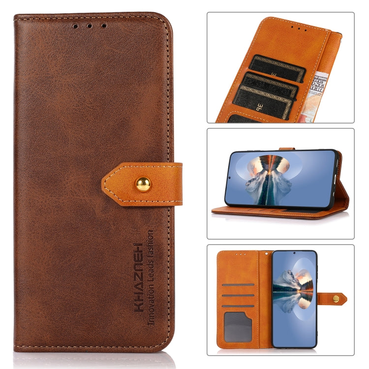 For Samsung Galaxy A24 4G KHAZNEH Dual-color Cowhide Texture Leather Phone Case(Brown) - free shipping - PMC TechLife - Order now!