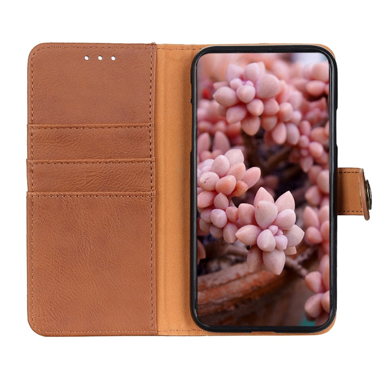 For Samsung Galaxy A24 4G KHAZNEH Cowhide Texture Horizontal Flip Leather Phone Case(Brown) - free shipping - PMC TechLife - Order now!