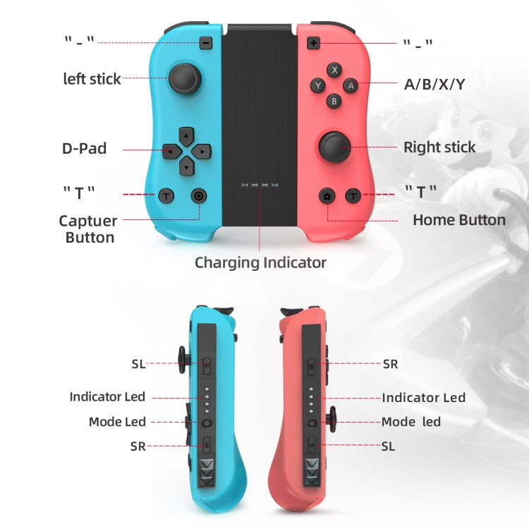 918C Bluetooth 5.0 Wireless Game Controller for Nintendo Switch(Blue Red) - Gamepads by PMC Jewellery | Online Shopping South Africa | PMC Jewellery