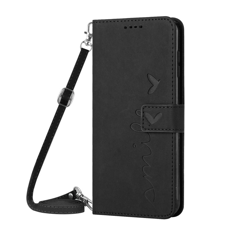 For Infinix Hot 20i Skin Feel Heart Pattern Leather Phone Case with Lanyard(Black) - free shipping - PMC TechLife - Order now!