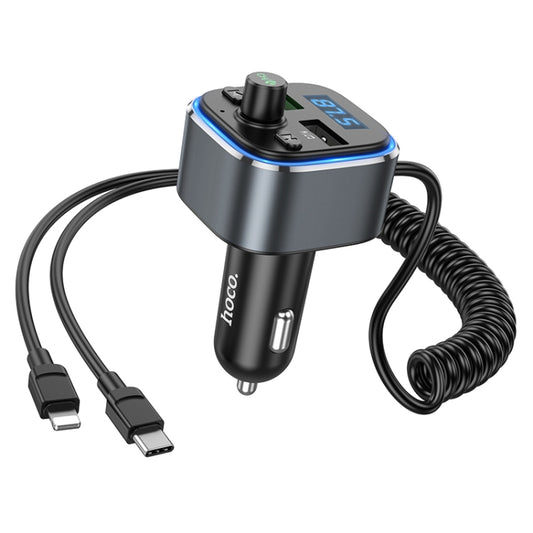 hoco E74 Car Dual USB Charger Bluetooth FM Transmitter with 2 in 1 Cable(Tarnish) - Car Charger by hoco | Online Shopping South Africa | PMC Jewellery