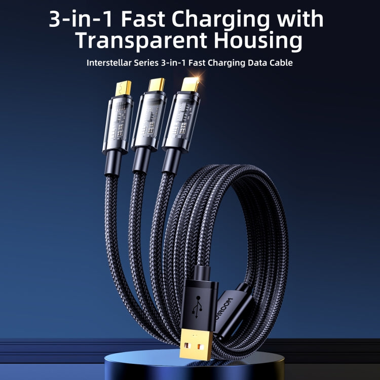JOYROOM S-1T3015A5 1.2m 3.5A 3 in 1 USB to 8Pin + Type-C + Micro USB Fast Charging Data Cable(Blue) - Multifunction Cable by JOYROOM | Online Shopping South Africa | PMC Jewellery
